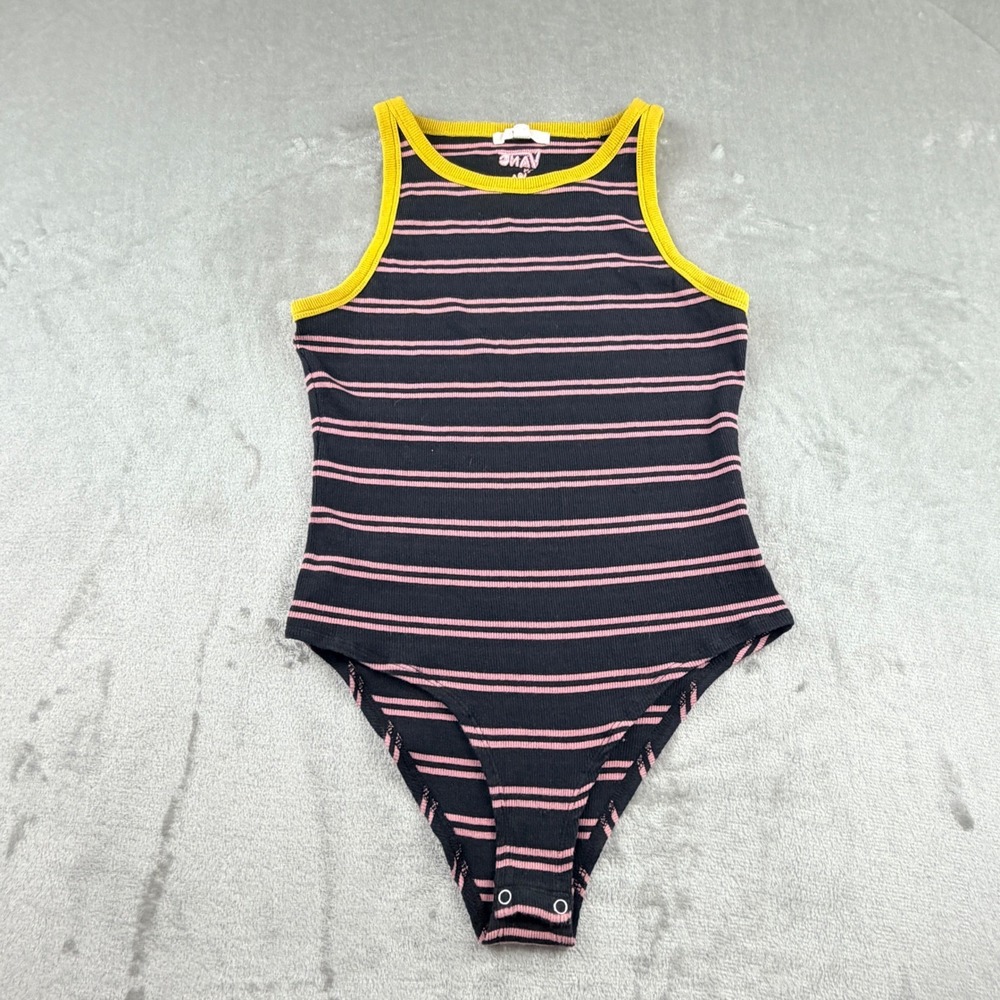 Vans Striped Bodysuit Black Pink Yellow Women's‎ Medium